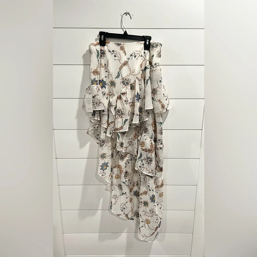 NWT For Love and Lemons white floral midi Romy skirt - Picture 8 of 8